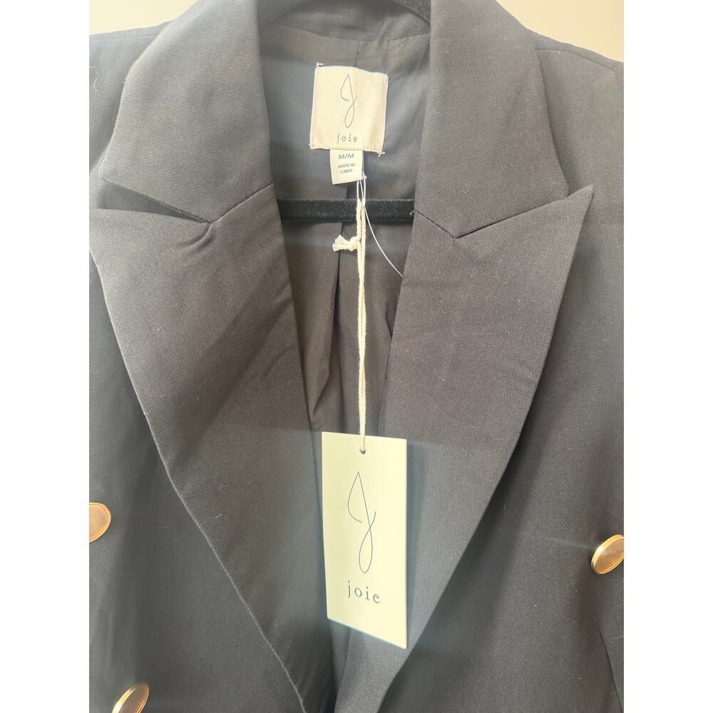 Joie Women's Sleeveless Black Longline Blazer Vest Gold Hardware Size Medium NWT - Picture 4 of 10